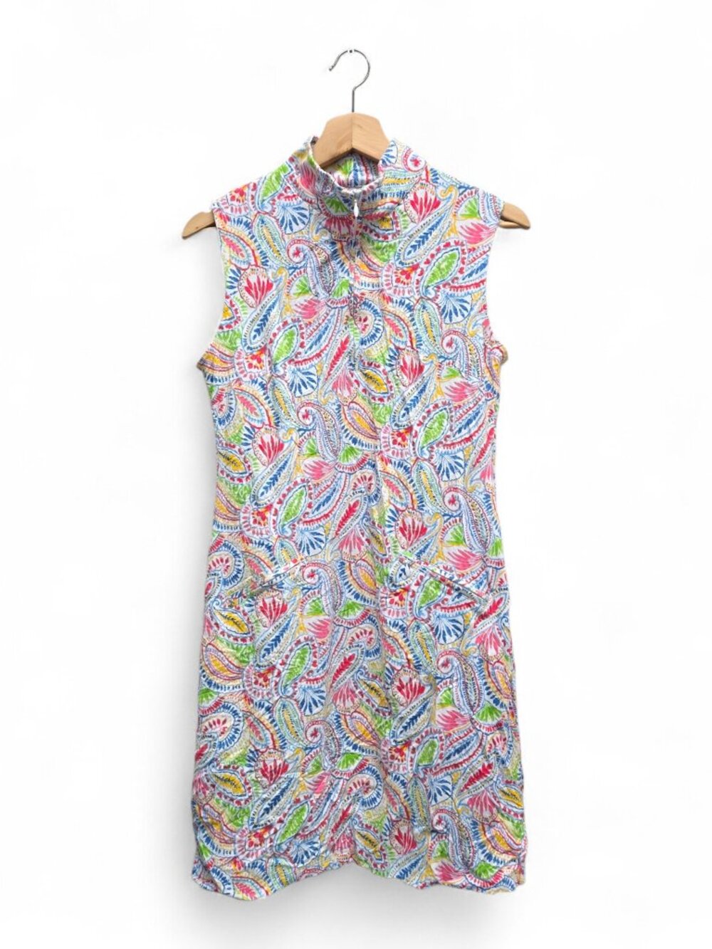 Ibkul Women’s Leaf Print Sleeveless Golf Dress Small Multicolor NWOT